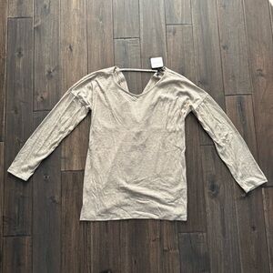 Cross Basic Tan Cross Back Winter Sweater Cozy Minimalist S NWT